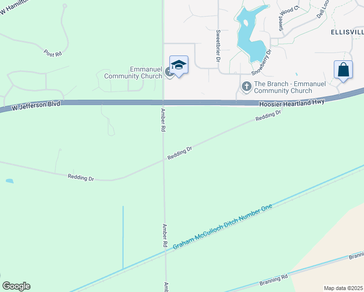 map of restaurants, bars, coffee shops, grocery stores, and more near 12224 Redding Drive in Fort Wayne