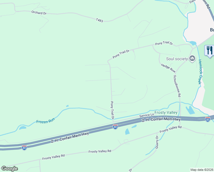 map of restaurants, bars, coffee shops, grocery stores, and more near 28 Pony Trail Dr in Bloomsburg
