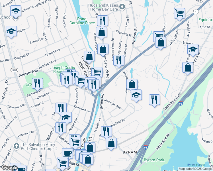 map of restaurants, bars, coffee shops, grocery stores, and more near in Greenwich
