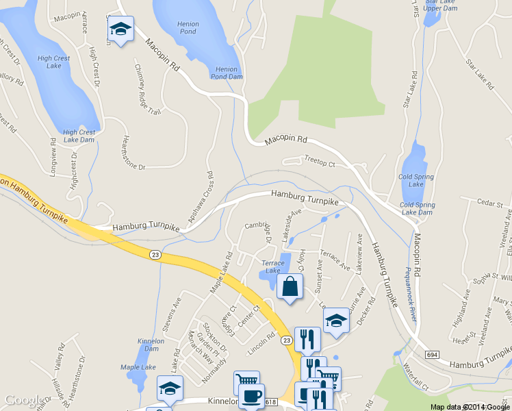 map of restaurants, bars, coffee shops, grocery stores, and more near 39 Hamburg Turnpike in Butler