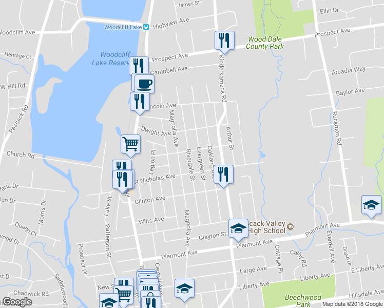 map of restaurants, bars, coffee shops, grocery stores, and more near 89 Ralph Avenue in Hillsdale