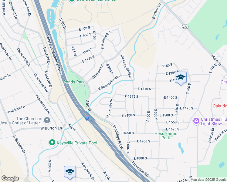 map of restaurants, bars, coffee shops, grocery stores, and more near 1366 Fox Pointe Drive in Kaysville