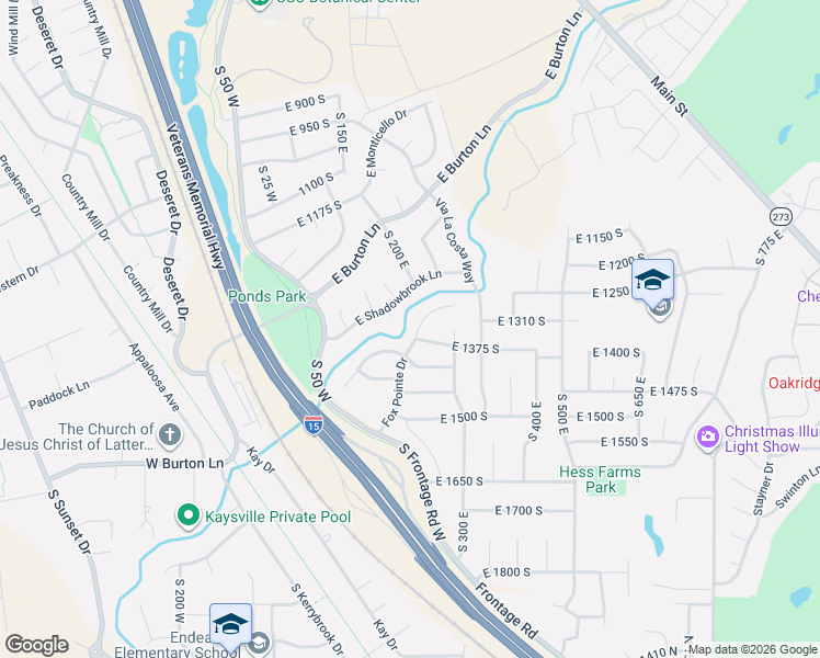 map of restaurants, bars, coffee shops, grocery stores, and more near 1366 Fox Pointe Drive in Kaysville