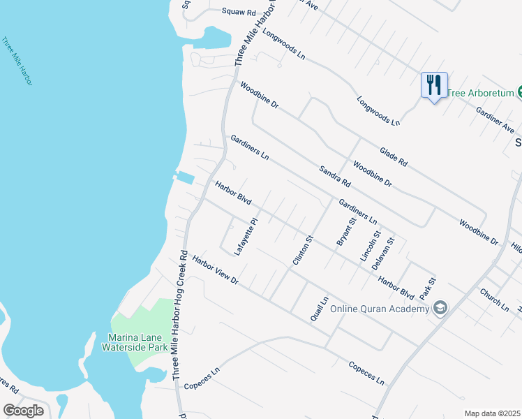 map of restaurants, bars, coffee shops, grocery stores, and more near 2 Lafayette Place in East Hampton