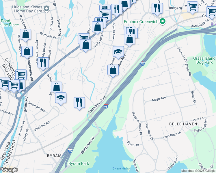 map of restaurants, bars, coffee shops, grocery stores, and more near in Greenwich
