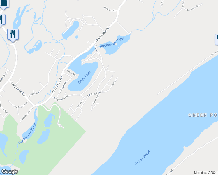 map of restaurants, bars, coffee shops, grocery stores, and more near 25 Ferris Lane in Jefferson