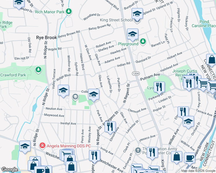 map of restaurants, bars, coffee shops, grocery stores, and more near 283 Glen Avenue in Port Chester