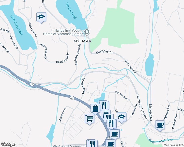map of restaurants, bars, coffee shops, grocery stores, and more near 39 Hamburg Turnpike in Butler