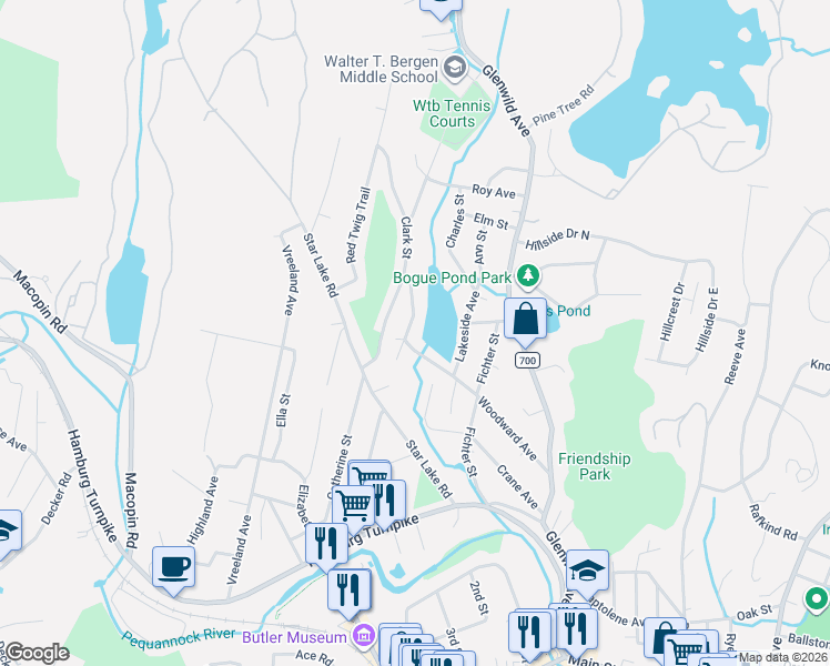 map of restaurants, bars, coffee shops, grocery stores, and more near 84 Woodward Avenue in Bloomingdale