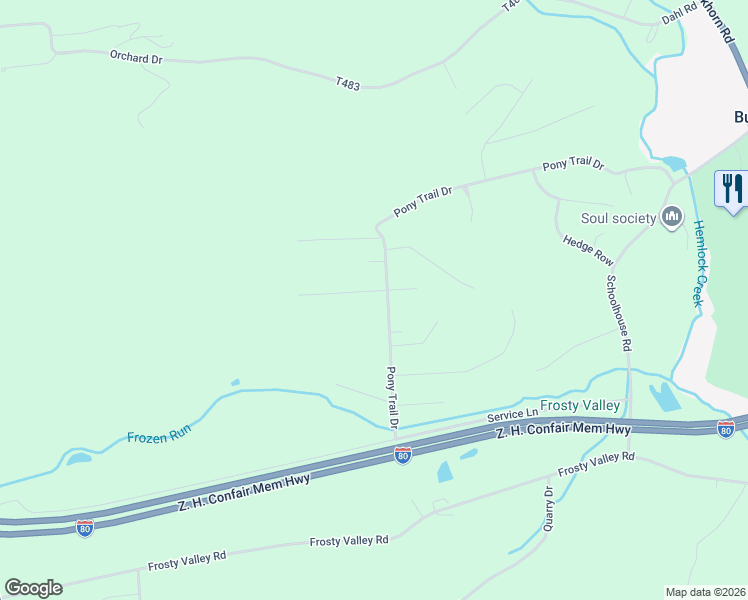 map of restaurants, bars, coffee shops, grocery stores, and more near 28 Pony Trail Dr in Bloomsburg