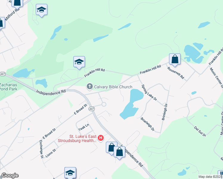 map of restaurants, bars, coffee shops, grocery stores, and more near 3 Point Garden Road in East Stroudsburg