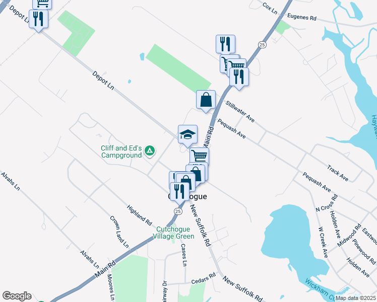 map of restaurants, bars, coffee shops, grocery stores, and more near in Cutchogue