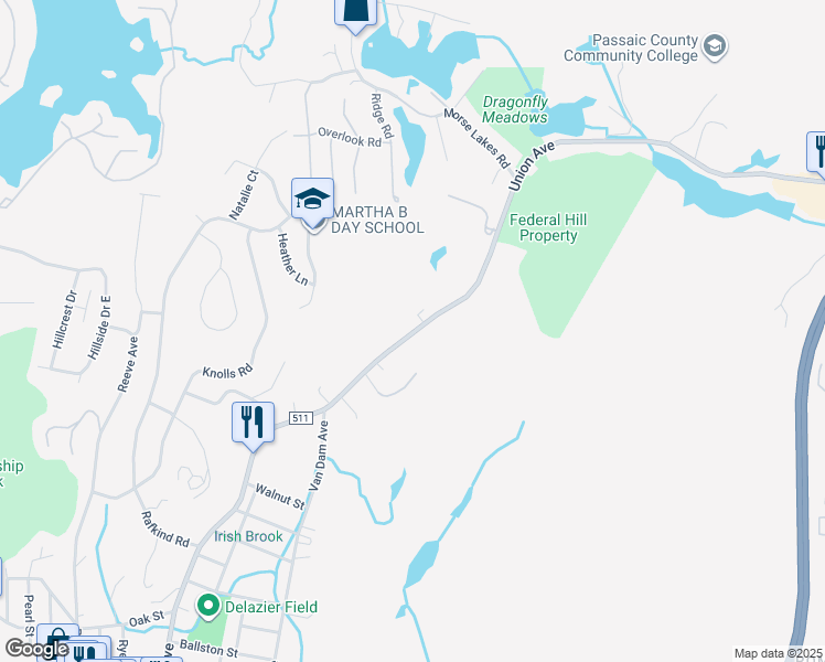 map of restaurants, bars, coffee shops, grocery stores, and more near 215 Union Avenue in Bloomingdale