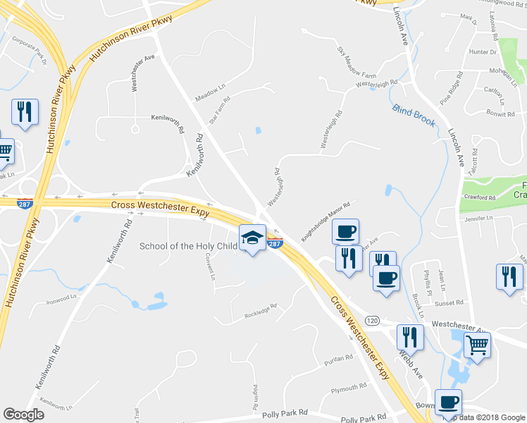 map of restaurants, bars, coffee shops, grocery stores, and more near 189 Purchase Street in Purchase