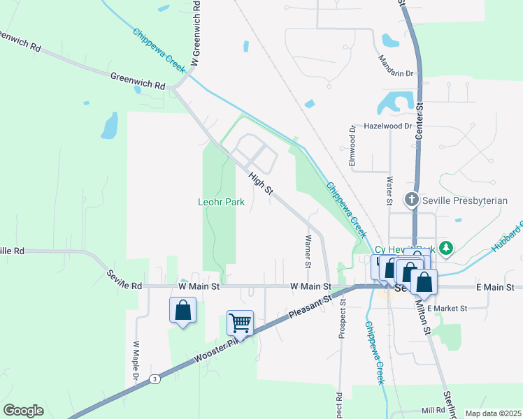 map of restaurants, bars, coffee shops, grocery stores, and more near 83 High Street in Seville