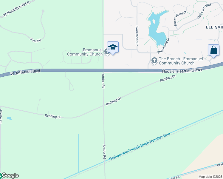 map of restaurants, bars, coffee shops, grocery stores, and more near 12224 Redding Drive in Fort Wayne