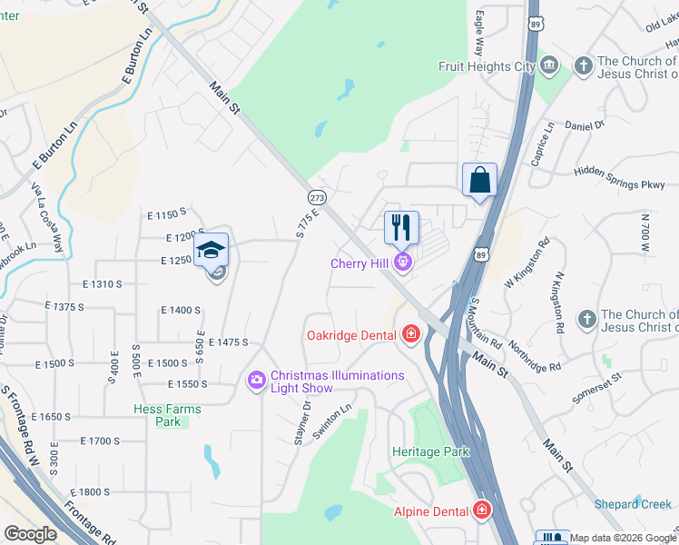 map of restaurants, bars, coffee shops, grocery stores, and more near 910 Mary Margaret Drive in Kaysville