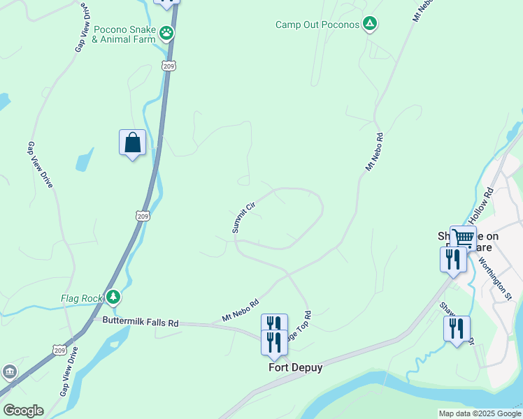 map of restaurants, bars, coffee shops, grocery stores, and more near 260 Summit Circle in East Stroudsburg