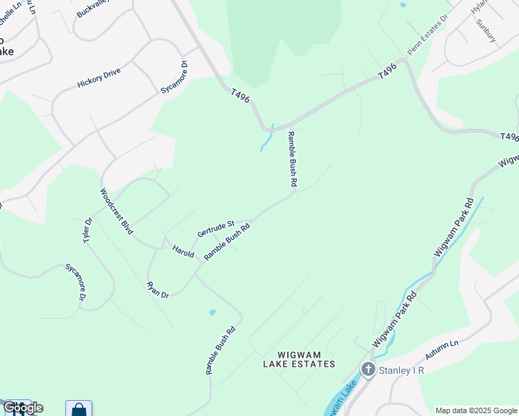 map of restaurants, bars, coffee shops, grocery stores, and more near 305 Ramble Bush Road in Stroudsburg