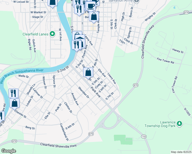 map of restaurants, bars, coffee shops, grocery stores, and more near 426 Ogden Avenue in Clearfield
