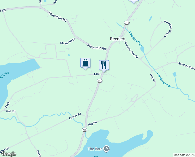 map of restaurants, bars, coffee shops, grocery stores, and more near 2087 Pennsylvania 715 in Stroudsburg