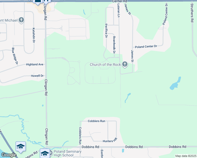 map of restaurants, bars, coffee shops, grocery stores, and more near 7114 Garden Place in Youngstown