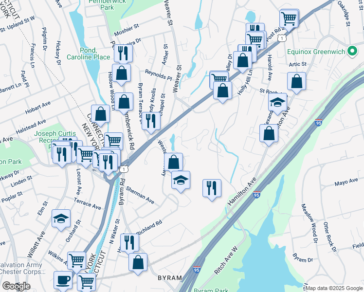 map of restaurants, bars, coffee shops, grocery stores, and more near 37 Putnam Green in Greenwich