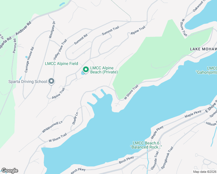 map of restaurants, bars, coffee shops, grocery stores, and more near 589 West Shore Trail in Sparta