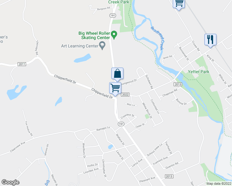map of restaurants, bars, coffee shops, grocery stores, and more near 3101 North 5th Street in East Stroudsburg