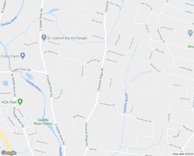 map of restaurants, bars, coffee shops, grocery stores, and more near 47 Chestnut Ridge Road in Saddle River