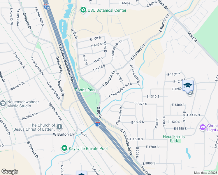 map of restaurants, bars, coffee shops, grocery stores, and more near 1308 South 150 East in Kaysville