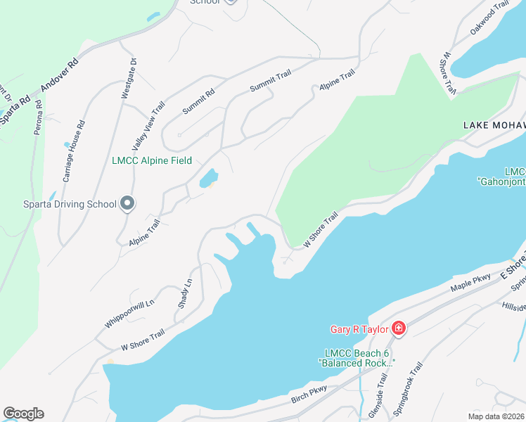 map of restaurants, bars, coffee shops, grocery stores, and more near 589 West Shore Trail in Sparta