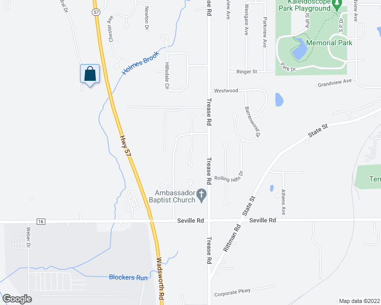 map of restaurants, bars, coffee shops, grocery stores, and more near 478 South Kaser Drive in Wadsworth
