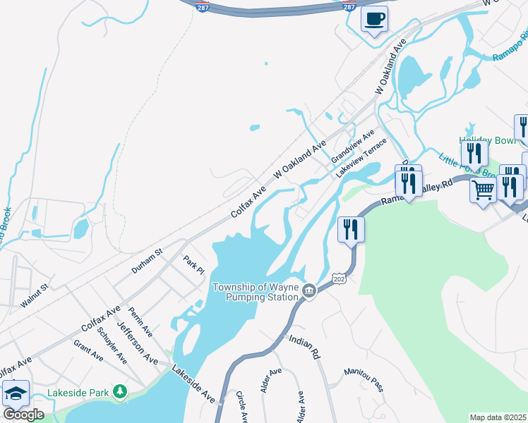 map of restaurants, bars, coffee shops, grocery stores, and more near 1104 Colfax Avenue in Pompton Lakes