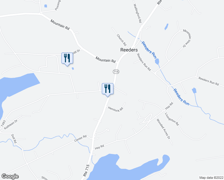 map of restaurants, bars, coffee shops, grocery stores, and more near Highway 715 in Monroe County