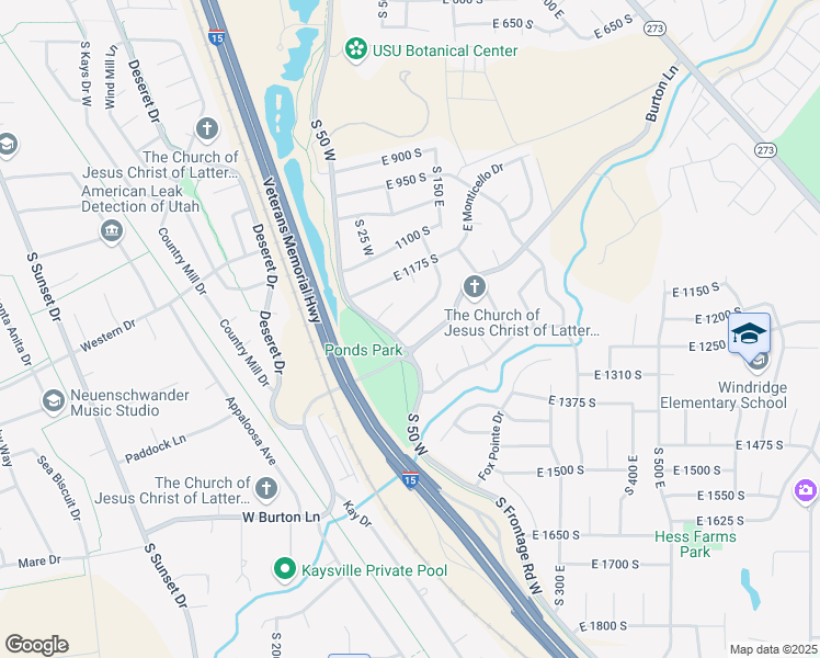 map of restaurants, bars, coffee shops, grocery stores, and more near 23 West Park Drive in Kaysville