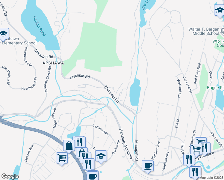 map of restaurants, bars, coffee shops, grocery stores, and more near 23 Mountain Ridge Road in Bloomingdale
