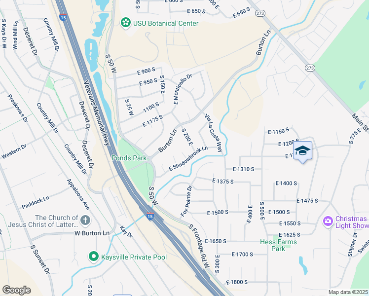 map of restaurants, bars, coffee shops, grocery stores, and more near 1315 South 175 East in Kaysville