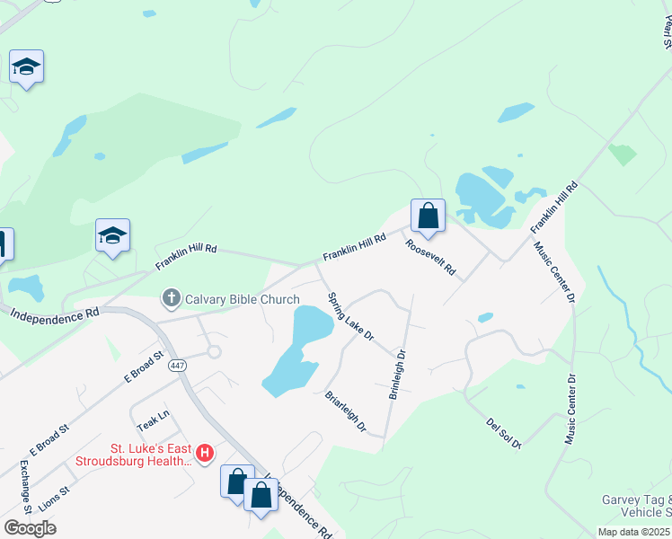 map of restaurants, bars, coffee shops, grocery stores, and more near 6108 Franklin Hill Road in East Stroudsburg