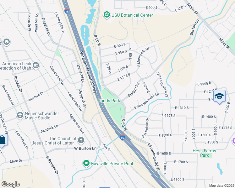 map of restaurants, bars, coffee shops, grocery stores, and more near 38 West Park Drive in Kaysville