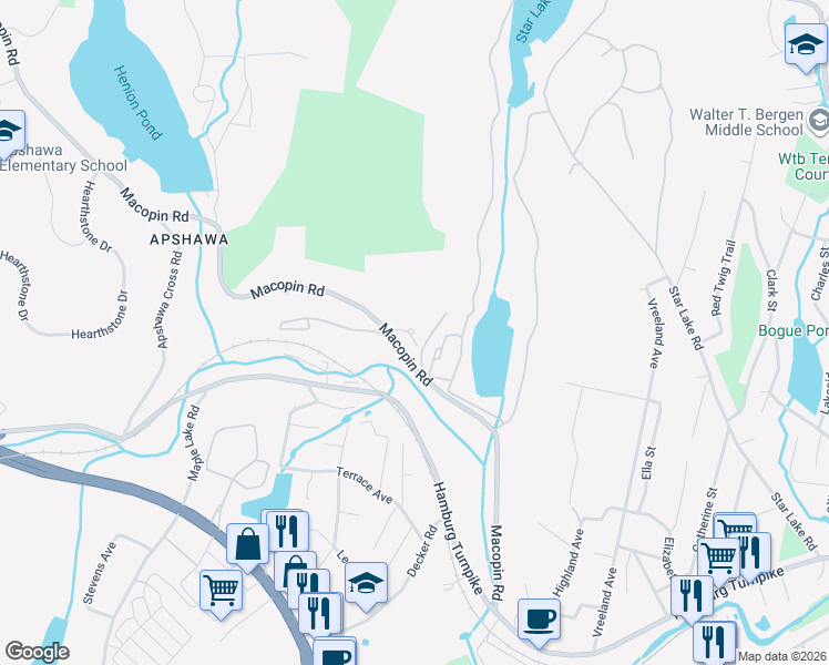 map of restaurants, bars, coffee shops, grocery stores, and more near 23 Mountain Ridge Road in Bloomingdale