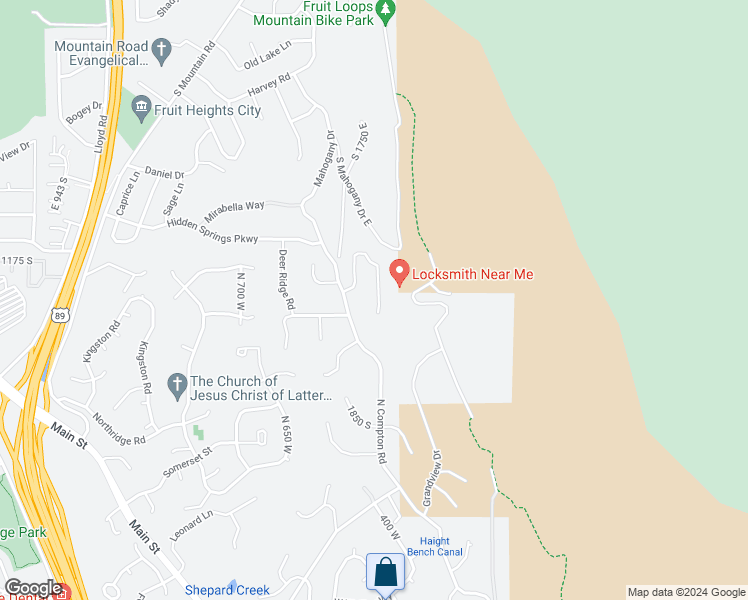 map of restaurants, bars, coffee shops, grocery stores, and more near 1766 View Court in Fruit Heights