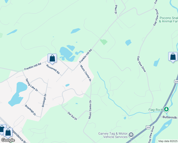 map of restaurants, bars, coffee shops, grocery stores, and more near 284 Music Center Drive in East Stroudsburg