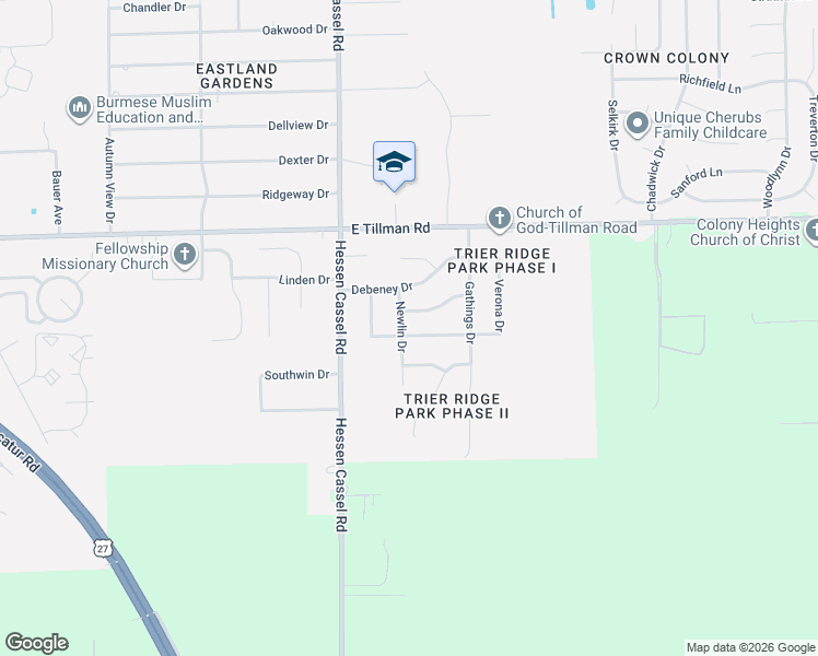 map of restaurants, bars, coffee shops, grocery stores, and more near 7800-7812 Newlin Dr in Fort Wayne