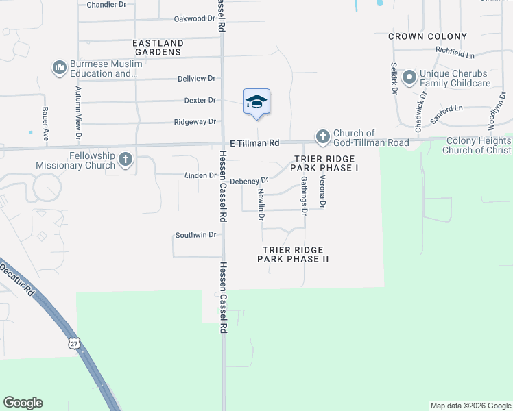 map of restaurants, bars, coffee shops, grocery stores, and more near 7800-7812 Newlin Dr in Fort Wayne