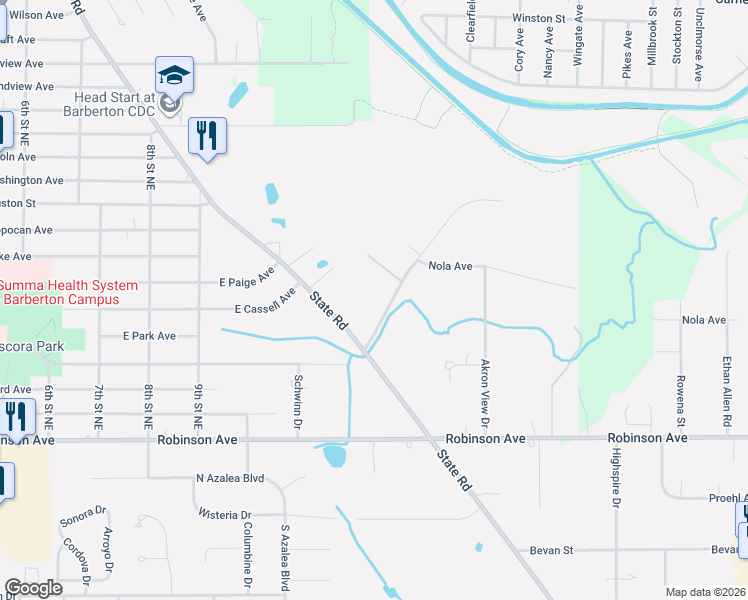 map of restaurants, bars, coffee shops, grocery stores, and more near 3438 East Tuscarawas Avenue Exn in Barberton