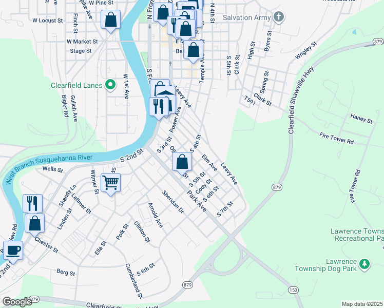 map of restaurants, bars, coffee shops, grocery stores, and more near 406 Ogden Avenue Extend in Clearfield