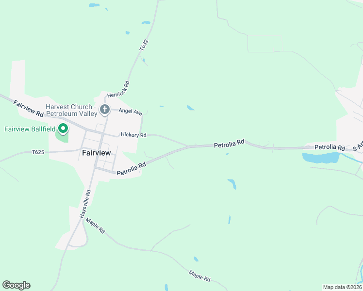 map of restaurants, bars, coffee shops, grocery stores, and more near 102 Hickory Road in Petrolia