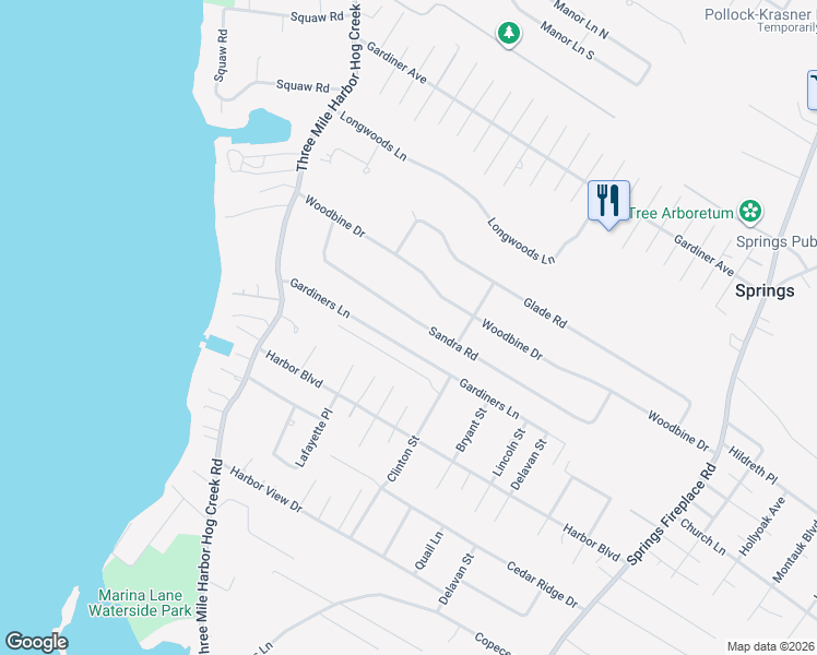 map of restaurants, bars, coffee shops, grocery stores, and more near 28 Gardiners Lane in East Hampton