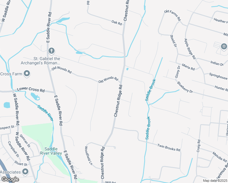 map of restaurants, bars, coffee shops, grocery stores, and more near 47 Chestnut Ridge Road in Saddle River